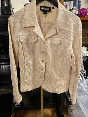 Christine Alexander Cream Jacquard Jacket with Swarovski Crystal Buttons